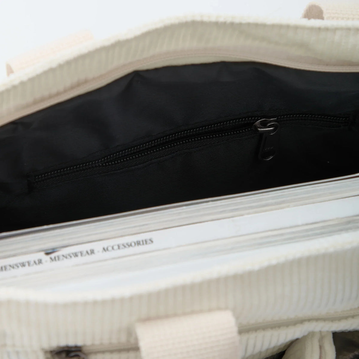 Sac bandoulière en velours côtelé à poches zippées