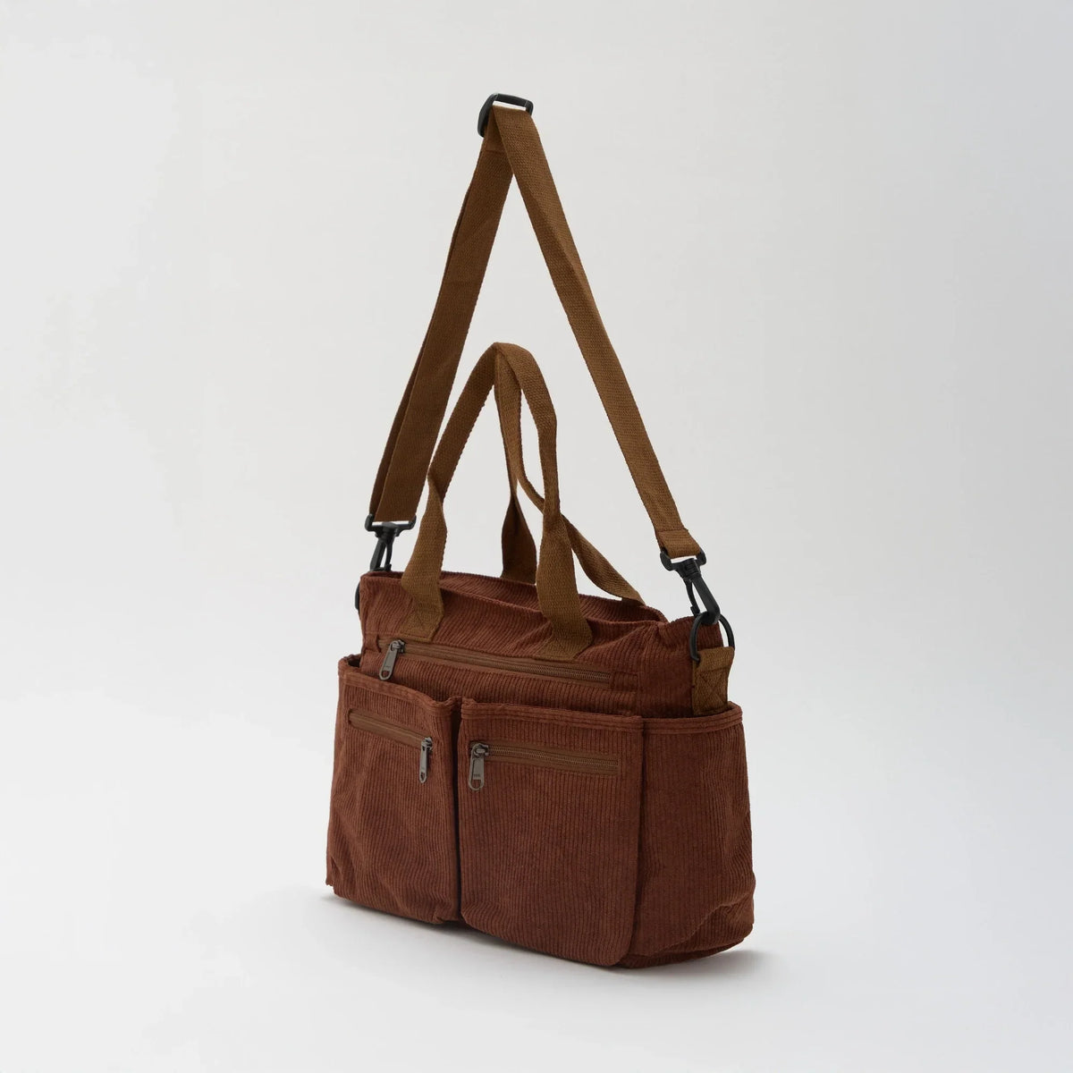 Sac bandoulière en velours côtelé à poches zippées