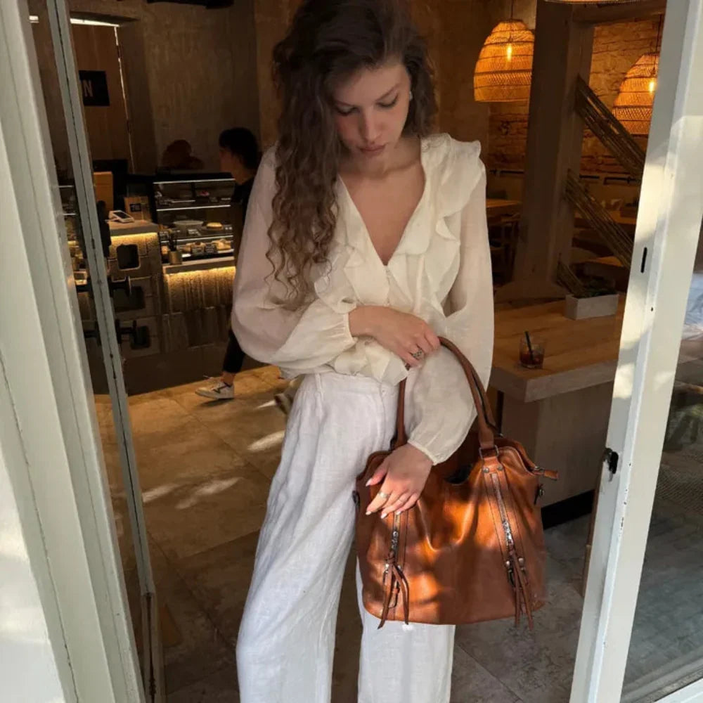 Sac bandoulière en simili cuir avec pochette intégrée