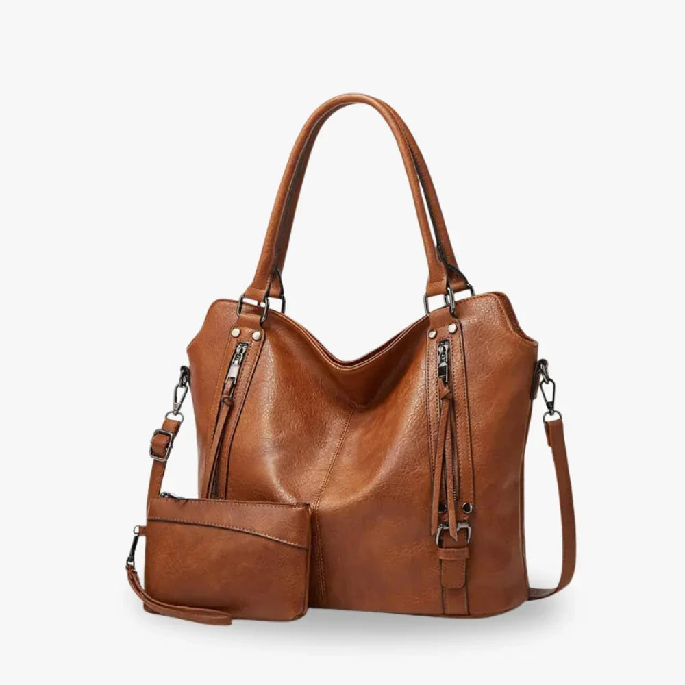 Sac bandoulière en simili cuir avec pochette intégrée