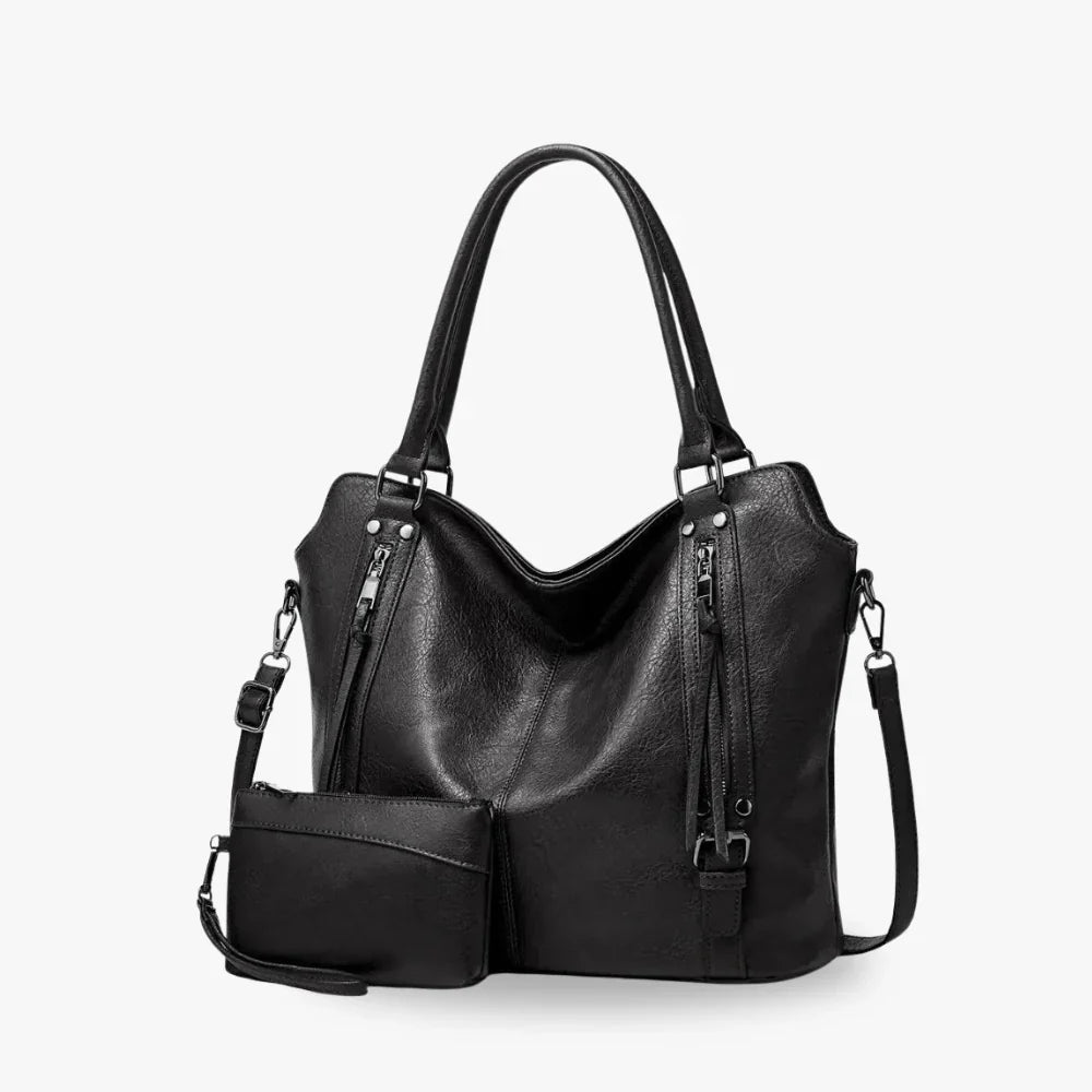 Sac bandoulière en simili cuir avec pochette intégrée