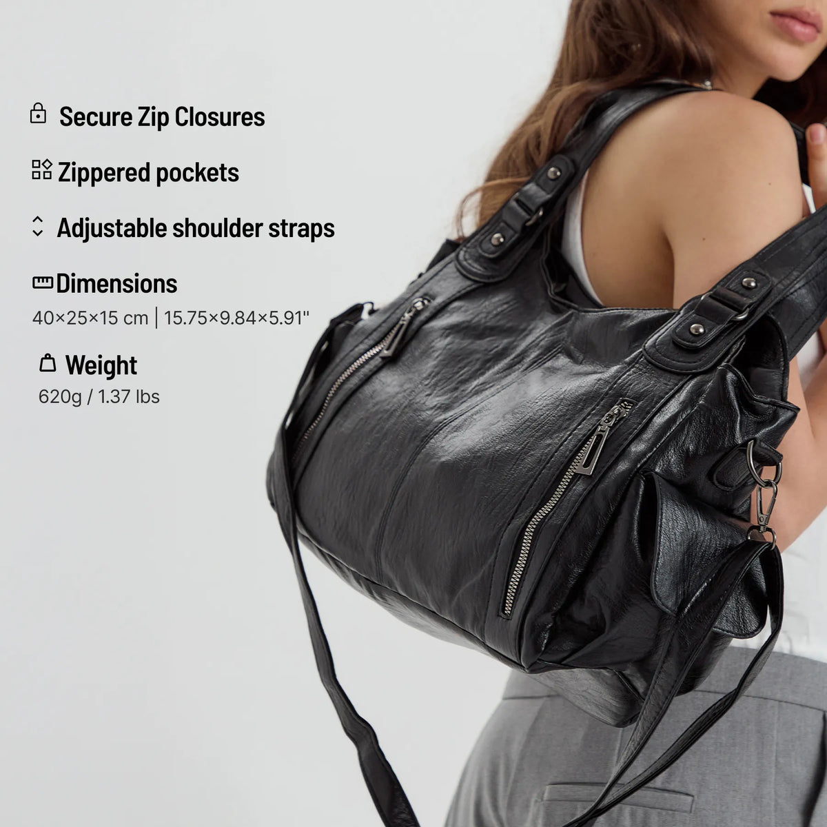 Grand sac bandoulière en simili cuir pour ordinateur