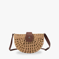 Sac bandoulière en paille et simili cuir