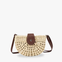 Sac bandoulière en paille et simili cuir