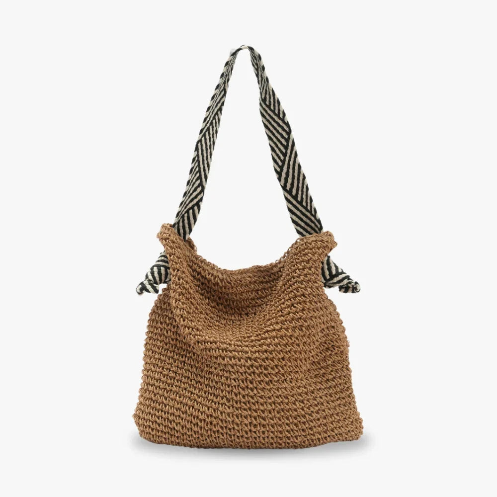 Sac en paille à anse en corde tressée bicolore