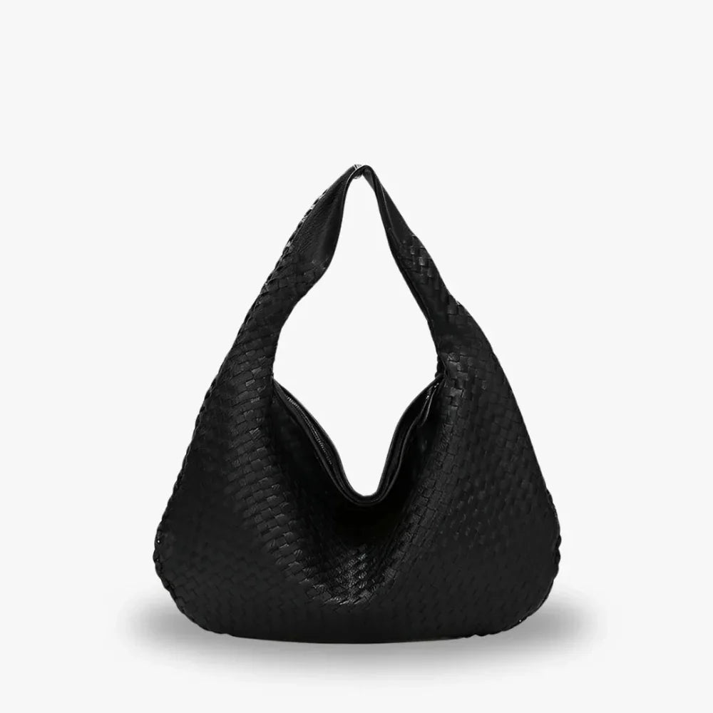 Sac hobo tressé en simili cuir à fermeture zippée