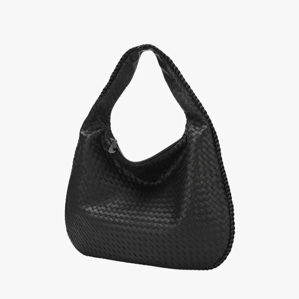 Sac hobo tressé en simili cuir à fermeture zippée
