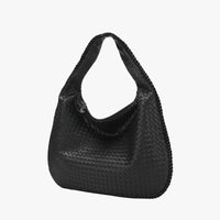 Sac hobo tressé en simili cuir à fermeture zippée