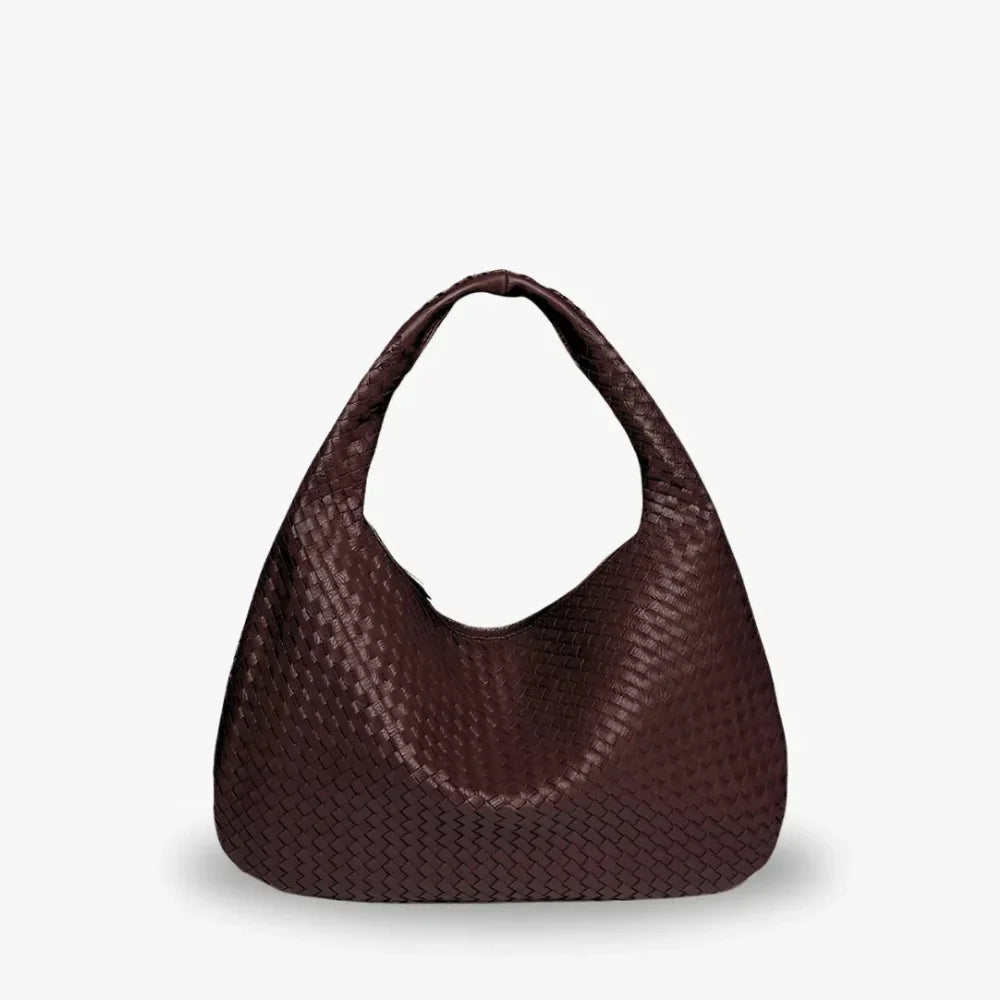 Sac hobo tressé en simili cuir à fermeture zippée