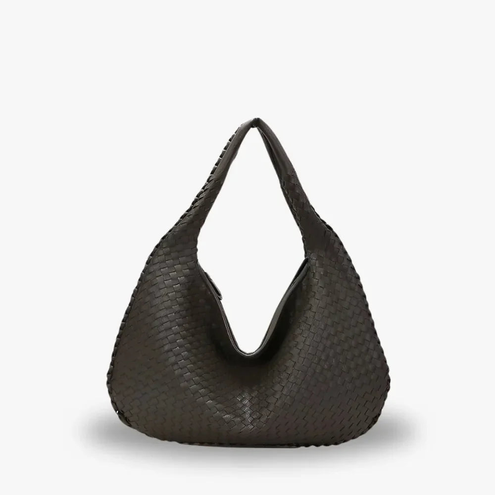 Sac hobo tressé en simili cuir à fermeture zippée