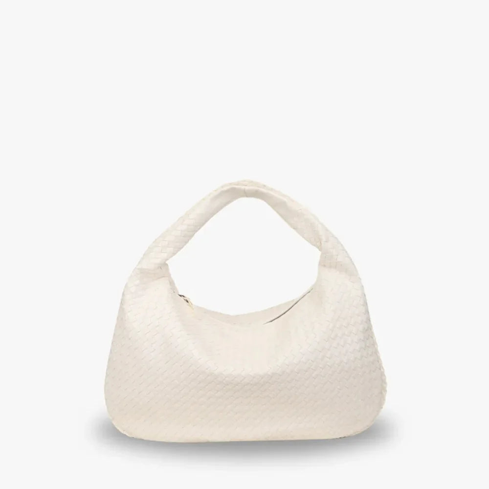 Sac hobo tressé en simili cuir à fermeture zippée