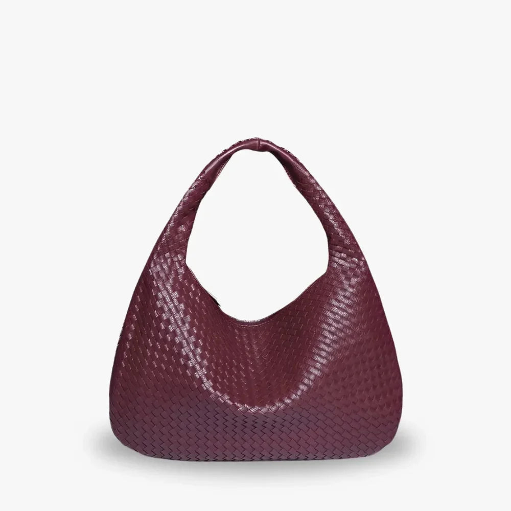 Sac hobo tressé en simili cuir à fermeture zippée