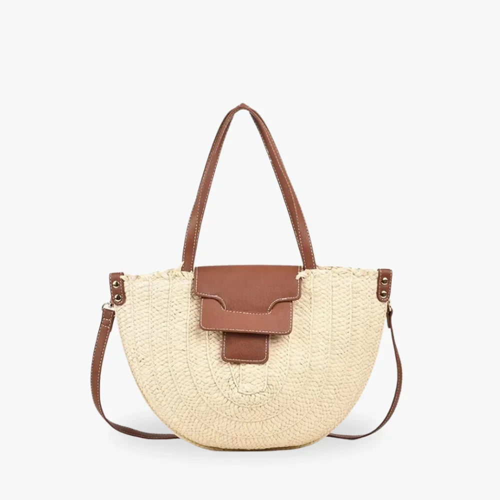 Sac cabas en paille à fermeture zippée