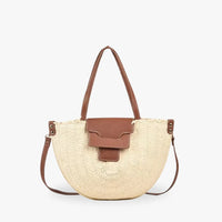 Sac cabas en paille à fermeture zippée