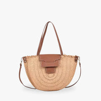 Sac cabas en paille à fermeture zippée