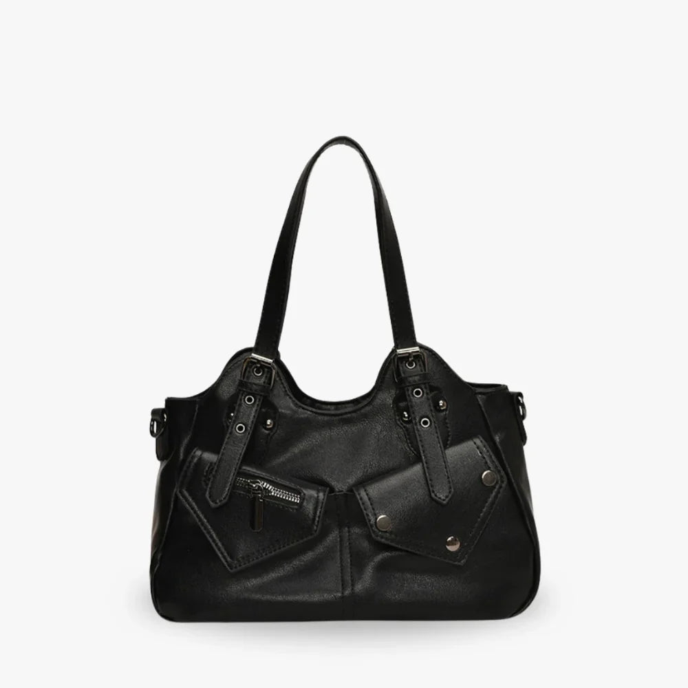 Sac à main structuré en simili cuir à poches avant