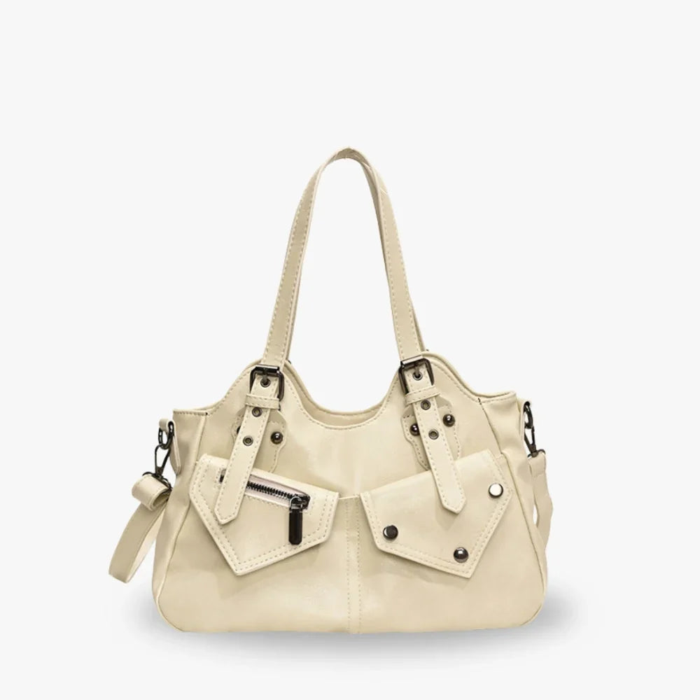 Sac à main structuré en simili cuir à poches avant