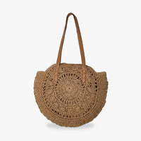 Maxi sac cabas en paille avec finitions simili cuir
