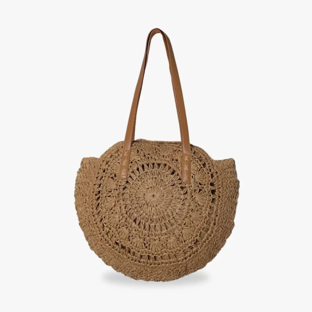 Maxi sac cabas en paille avec finitions simili cuir