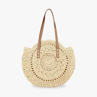 Maxi sac cabas en paille avec finitions simili cuir