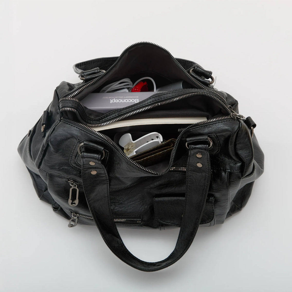 Sac bandoulière en simili cuir à deux compartiments