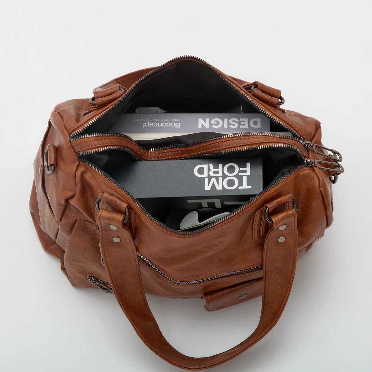 Sac bandoulière en simili cuir à deux compartiments