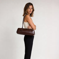 Sac à main allongé en cuir véritable brillant