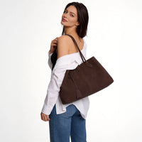 Sac cabas épaule en suédine 16 pouces