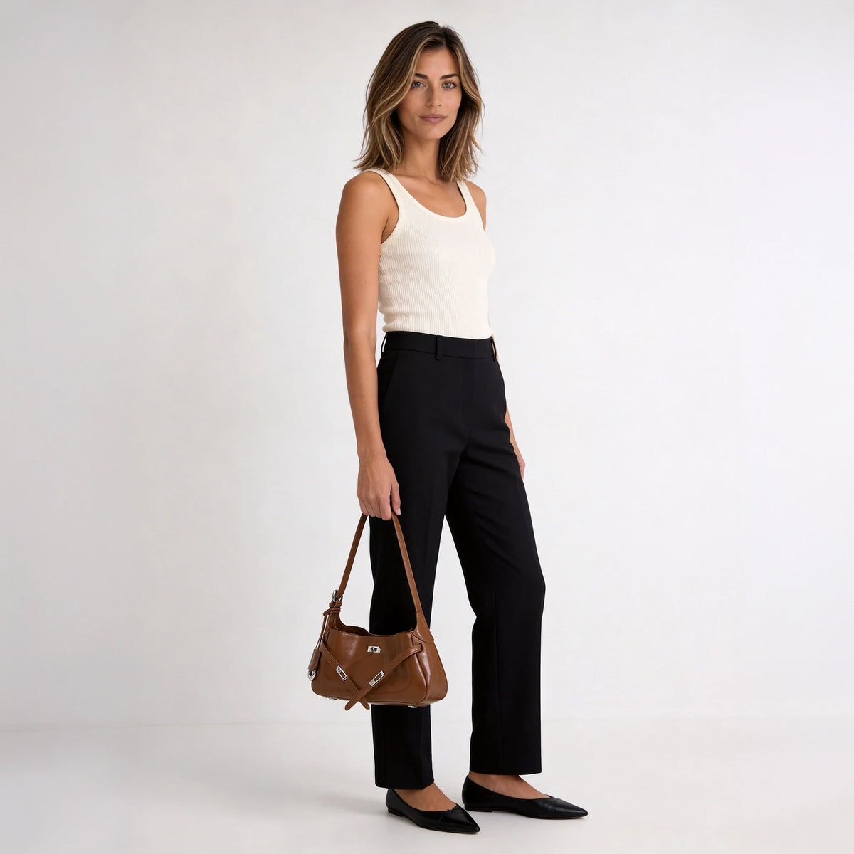 Sac à main coussin en cuir véritable à fermoir tournant