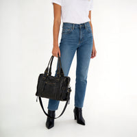 Sac bandoulière en simili cuir grainé à bords bronze