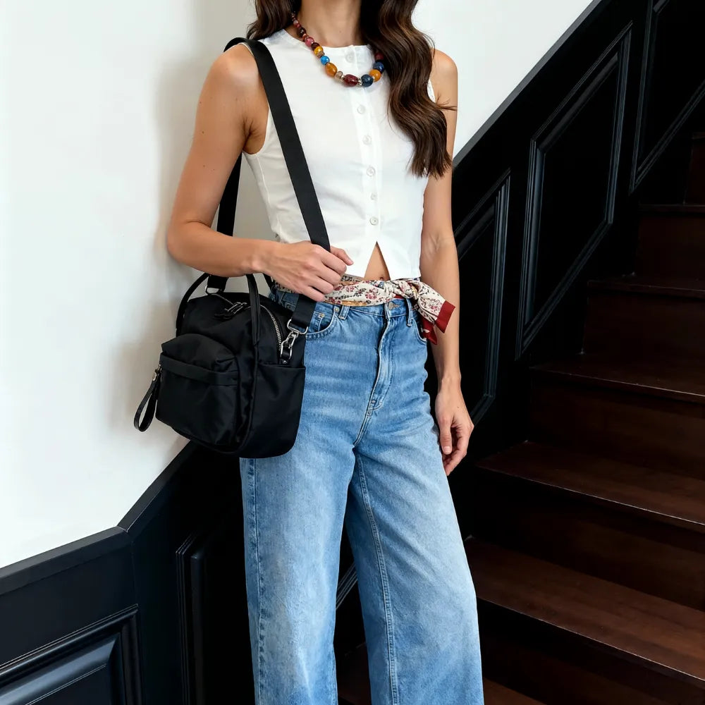 Sac bandoulière léger en nylon déperlant