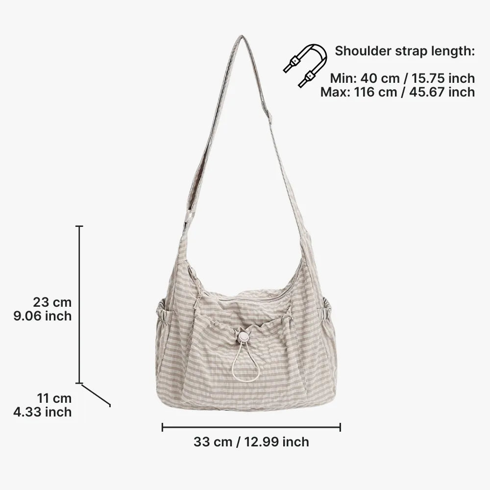 Sac bandoulière à carreaux en nylon