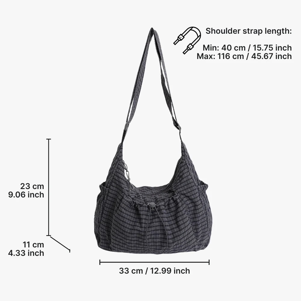 Sac bandoulière à carreaux en nylon