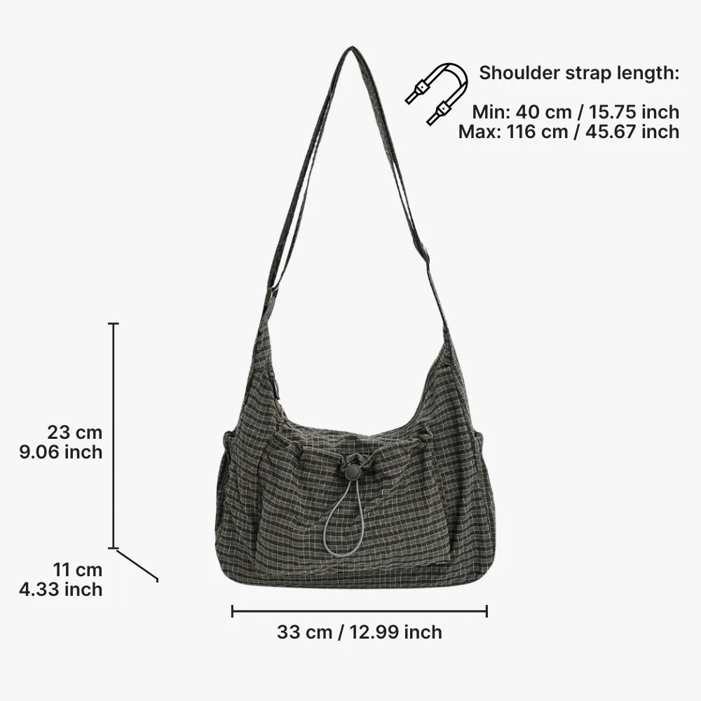 Sac bandoulière à carreaux en nylon