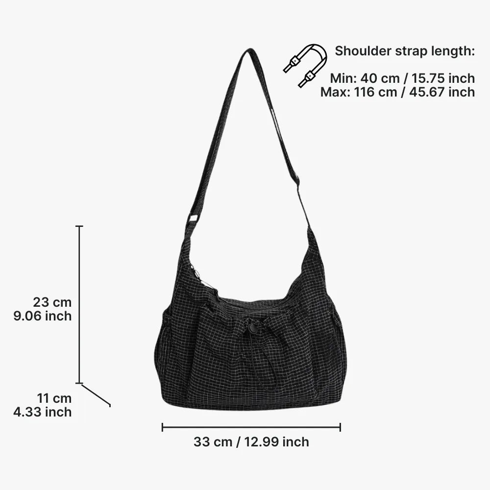 Sac bandoulière à carreaux en nylon