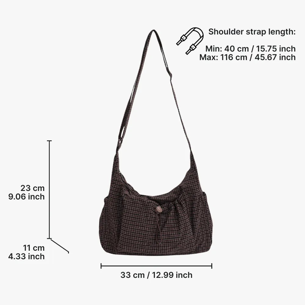 Sac bandoulière à carreaux en nylon