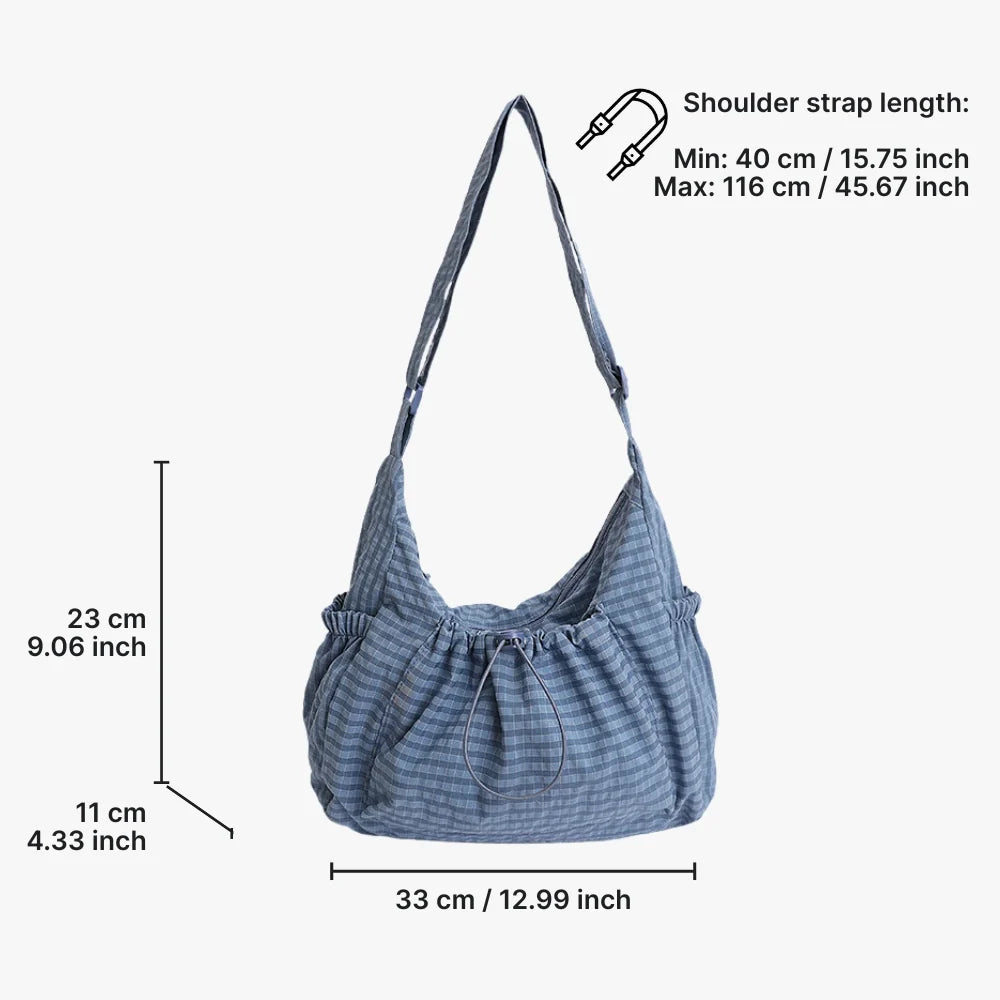 Sac bandoulière à carreaux en nylon