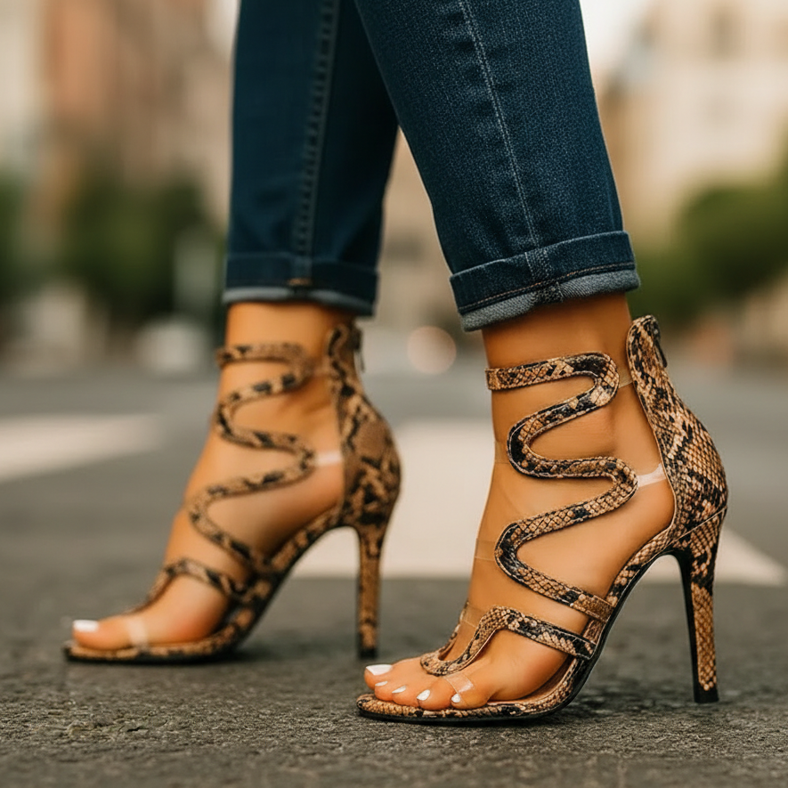 Femme Escarpins Exotiques à Talons avec Bride Élégante