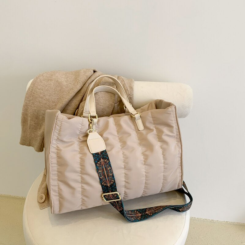 Sac cabas matelassé en coton et nylon