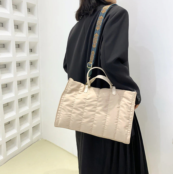 Sac cabas matelassé en coton et nylon