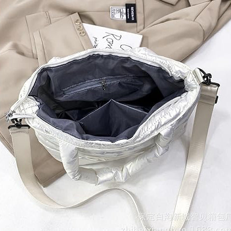 Sac cabas zippé en nylon à bandoulière amovible
