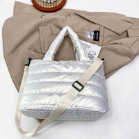 Sac cabas zippé en nylon à bandoulière amovible