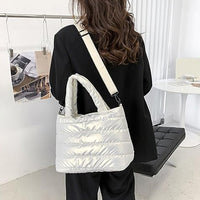 Sac cabas zippé en nylon à bandoulière amovible