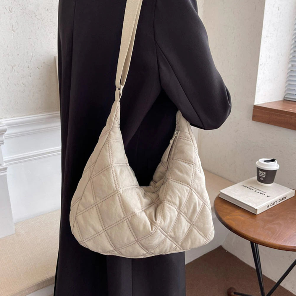 Sac bandoulière matelassé en nylon à motif losange
