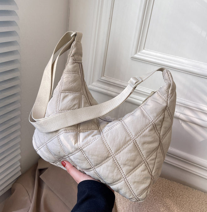 Sac bandoulière matelassé en nylon à motif losange