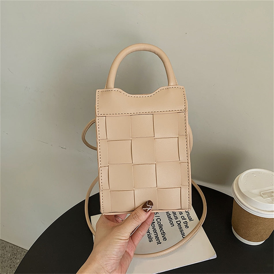Mini sac à main tressé en simili cuir