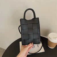 Mini sac à main tressé en simili cuir