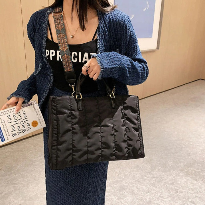 Sac cabas matelassé en coton et nylon