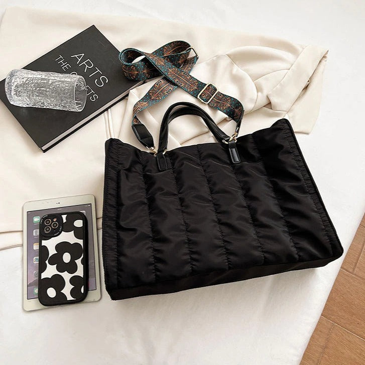 Sac cabas matelassé en coton et nylon