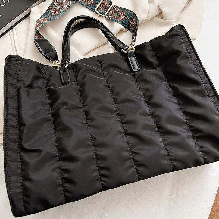Sac cabas matelassé en coton et nylon